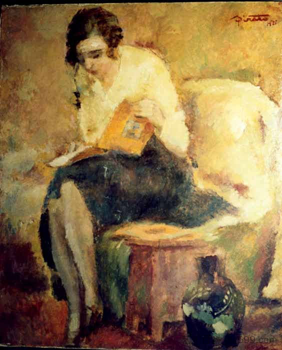 女人阅读 Woman Reading，弗朗西斯科西拉托