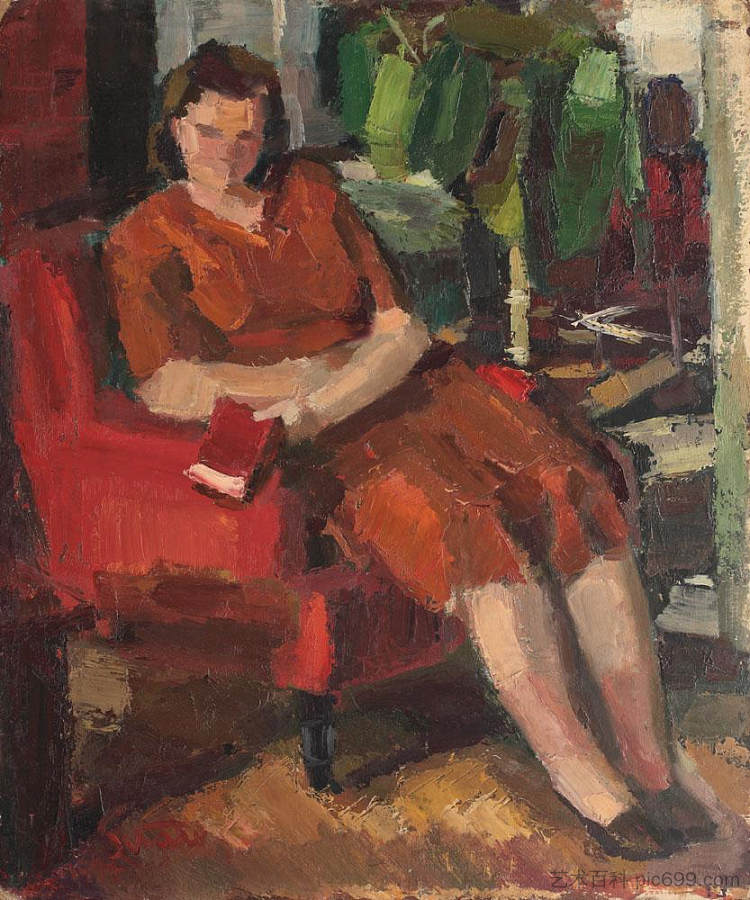 室内年轻女子 Young Woman in Interior (1947)，弗朗西斯科西拉托