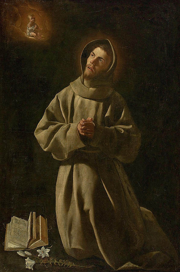 耶稣圣婴对帕多瓦圣安东尼的幻影 Apparition of Jesus Child to St. Anthony of Padua (1630)，弗朗西斯柯·德·苏巴朗