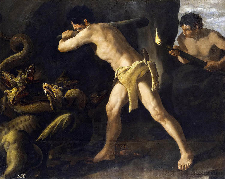 赫拉克勒斯与勒拉尼安九头蛇战斗 Hercules Fighting with the Leranean Hydra,弗朗西斯柯·德·苏巴朗