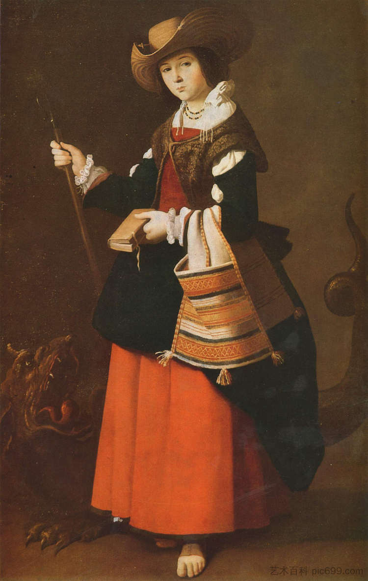 圣玛格丽特，打扮成牧羊女 Saint Margaret, dressed as a shepherdess (c.1631)，弗朗西斯柯·德·苏巴朗