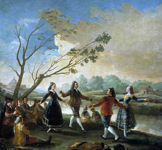 曼萨纳雷斯河畔的马霍斯之舞 Dance of the Majos at the Banks of Manzanares (1777)，弗朗西斯科·戈雅