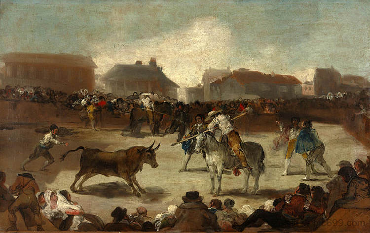 乡村斗牛 A Village Bullfight (1812 - 1814)，弗朗西斯科·戈雅