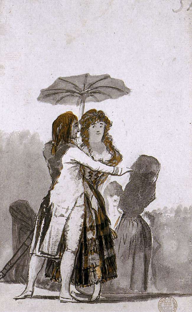 情侣与阳伞在大道上 Couple with Parasol on the Paseo (1796 - 1797)，弗朗西斯科·戈雅