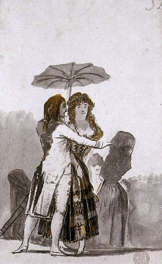 情侣与阳伞在大道上 Couple with Parasol on the Paseo (1796 – 1797)，弗朗西斯科·戈雅