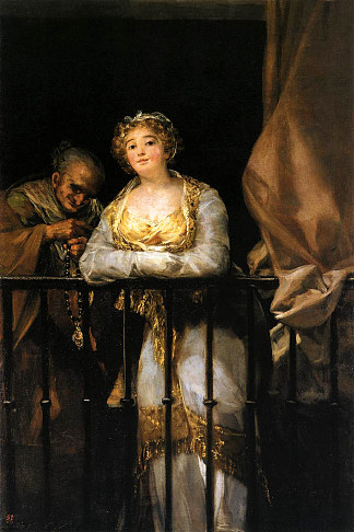玛雅和塞莱斯蒂娜在阳台上 Maja and Celestina on a Balcony (1808 – 1812)，弗朗西斯科·戈雅