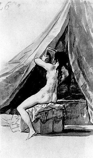 照镜子的裸体女孩 Naked girl looking in the mirror (c.1796 – c.1797)，弗朗西斯科·戈雅