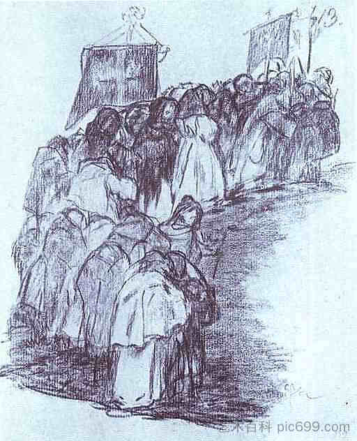 僧侣游行 Procession of Monks,弗朗西斯科·戈雅