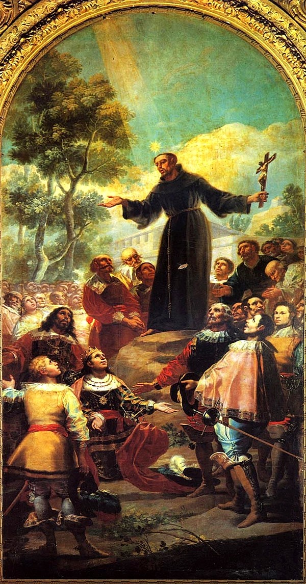 锡耶纳的圣贝纳迪诺向阿拉贡的阿方索五世讲道 St. Bernardino of Siena preaching to Alfonso V of Aragon (1782 - 1783)，弗朗西斯科·戈雅