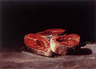 静物三文鱼排 Still Life Three Salmon Steaks (1808 – 1812)，弗朗西斯科·戈雅