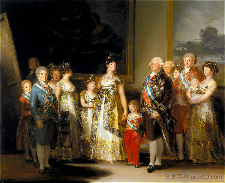 西班牙的查理四世和他的家人 Charles IV of Spain and his family (1800)，弗朗西斯科·戈雅