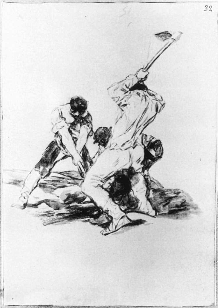 三个人挖掘 Three Men Digging (1819)，弗朗西斯科·戈雅