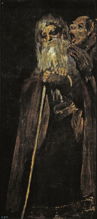 两个老人/两个和尚/一个老人和一个和尚 Two Old Men / Two Monks / An Old Man and a Monk (1821 – 1823)，弗朗西斯科·戈雅