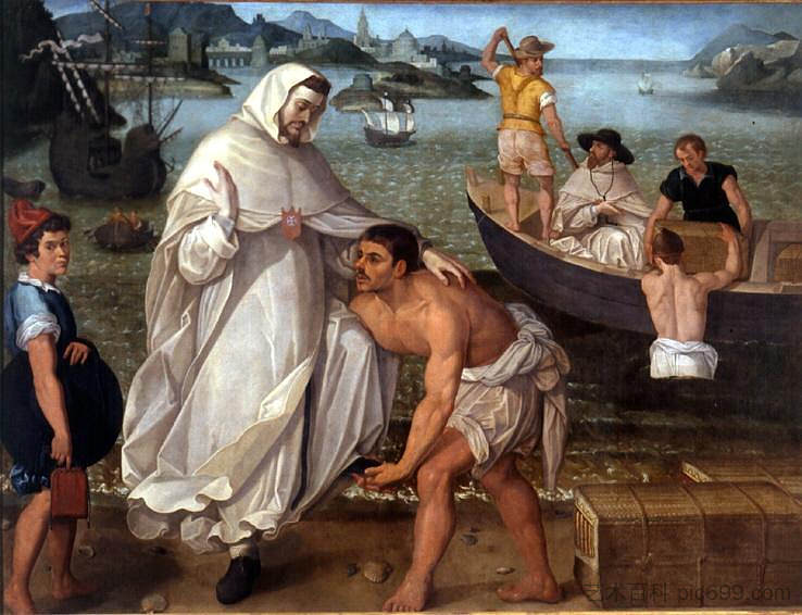 圣彼得诺拉斯科踏上去赎回俘虏 St. Peter Nolasco embarking to go to redeem captives (1600),弗朗西斯科·巴切柯