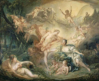 阿波罗向牧羊女伊塞揭示他的神性 Apollo Revealing his Divinity to the Shepherdess Isse (1750)，弗朗索瓦·布歇