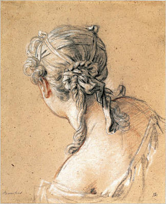 一个女人的头从后面 Head of a Woman from Behind (c.1740)，弗朗索瓦·布歇