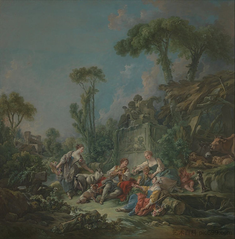 牧羊人的田园诗 Shepherd's Idyll (1768)，弗朗索瓦·布歇