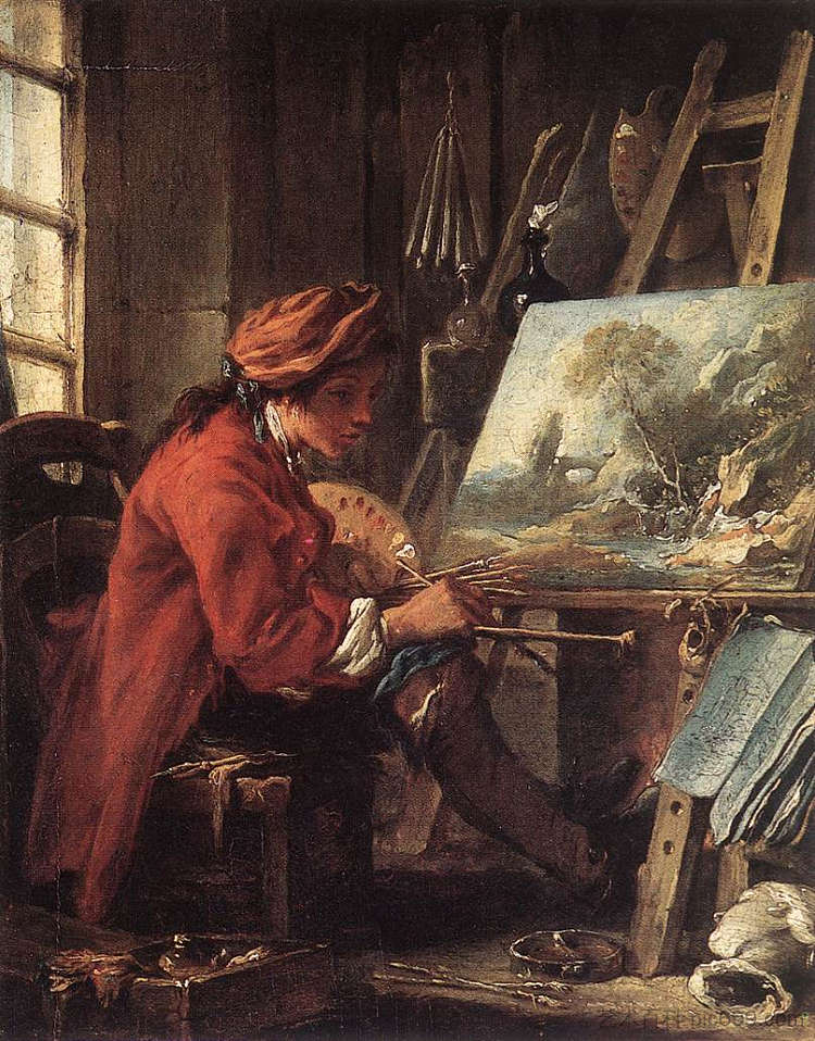 画家在他的工作室 The Painter in his Studio (1730 - 1735)，弗朗索瓦·布歇