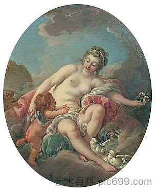 维纳斯约束丘比特 Venus Restraining Cupid (1762)，弗朗索瓦·布歇