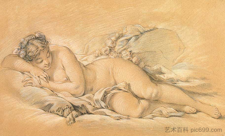 年轻女子睡觉 Young Woman Sleeping (c.1760)，弗朗索瓦·布歇