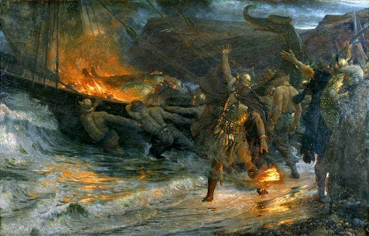 维京人的葬礼 The Funeral of a Viking (1893)，弗兰克·迪克西