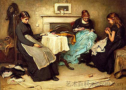 裁缝 Seamstresses (c.1875)，弗兰克·霍尔