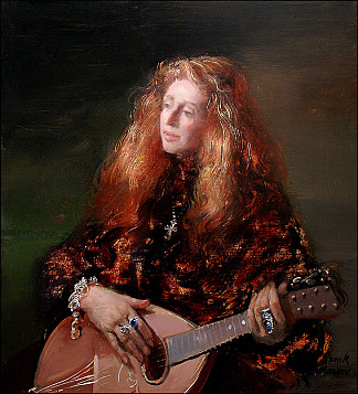 宝琳与琵琶 Pauline with Lute (c.2004)，弗兰克·梅森
