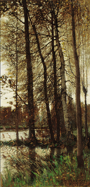 秋天的灰色（枫丹白露森林） Autumnal greys (Forest of Fontainebleau) (1880)，弗兰克·奥梅拉