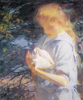 埃莉诺拿着贝壳 Eleanor Holding a Shell (1902)，弗兰克W·本森