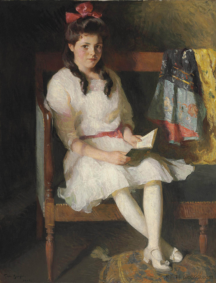 格特鲁德·罗素的肖像 Portrait of Gertrude Russell (1915)，弗兰克W·本森