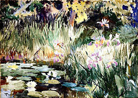 鸢尾花和百合花 Iris and Lilies (1922)，弗兰克W·本森