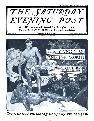 《The Young Man and the World》周六晚邮报封面 “The Young Man and the World” Saturday Evening Post Cover (1900)，法兰克·沙维尔·莱昂德克
