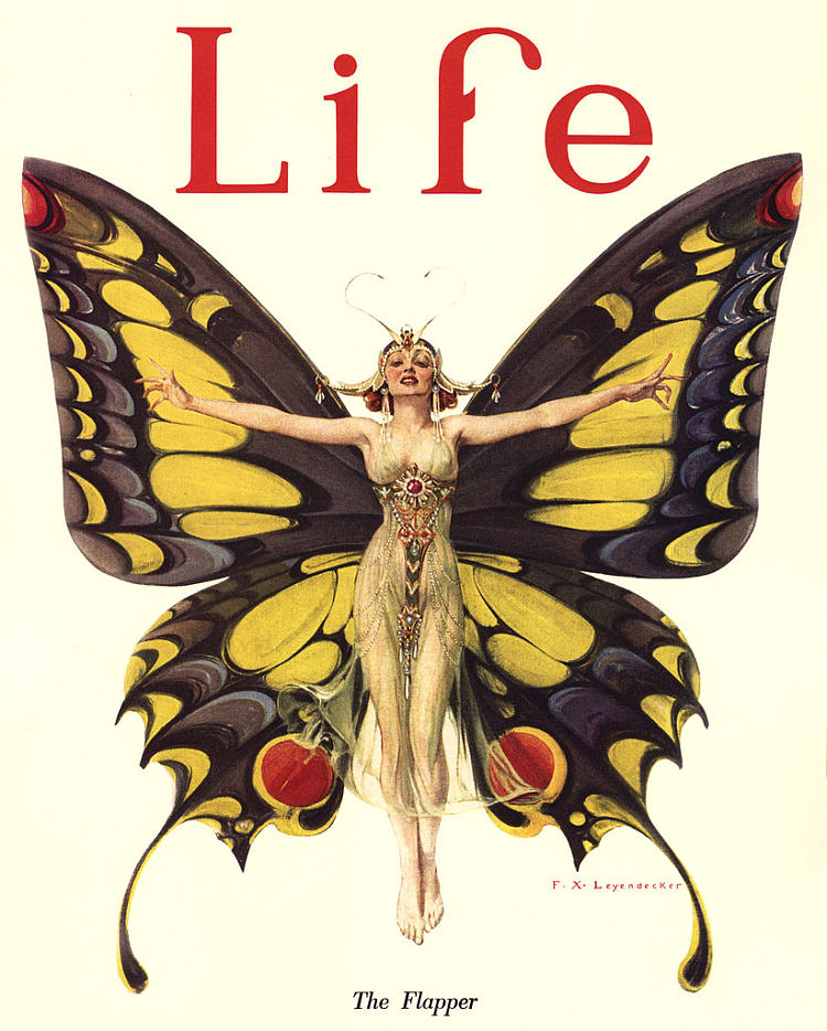 《襟翼》生活杂志封面 "The Flapper" Life Magazine Cover (1922)，法兰克·沙维尔·莱昂德克