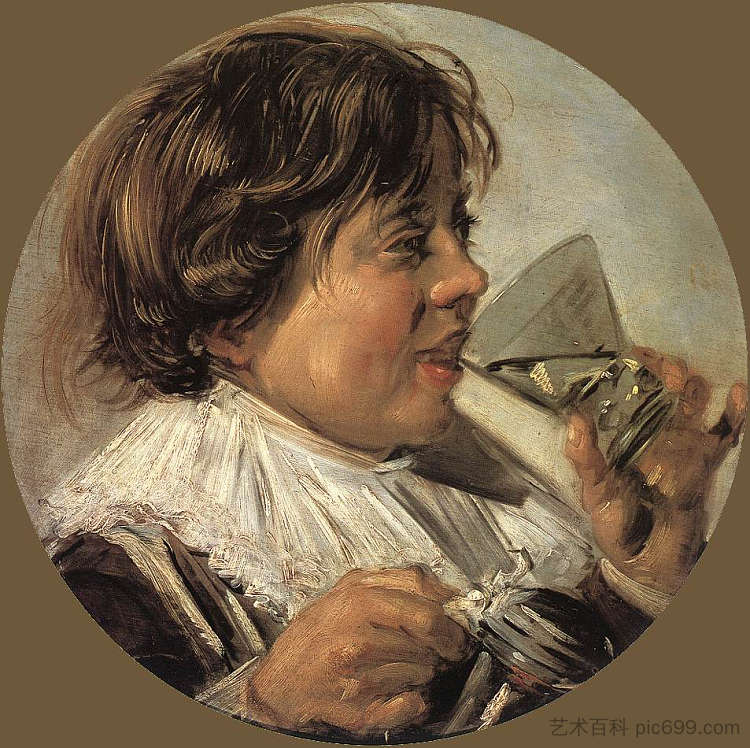 喝酒的男孩（味道） Drinking Boy (Taste) (1626 - 1628)，弗朗斯·哈尔斯