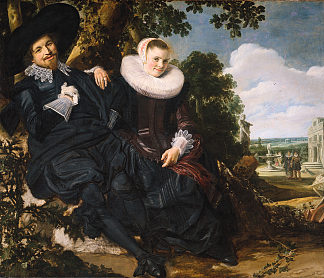 艾萨克·马萨和贝娅特丽克丝·范德莱恩的婚姻肖像 Marriage Portrait of Isaac Massa and Beatrix van der Laen (1622)，弗朗斯·哈尔斯