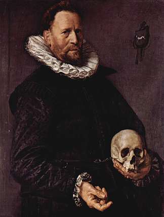一个拿着头骨的男人的肖像 Portrait of a Man Holding a Skull (1612)，弗朗斯·哈尔斯