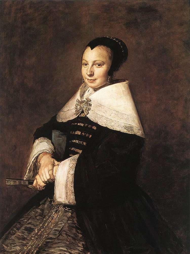 坐着的女人拿着扇子的肖像 Portrait of a Seated Woman Holding a Fan (1648 - 1650)，弗朗斯·哈尔斯