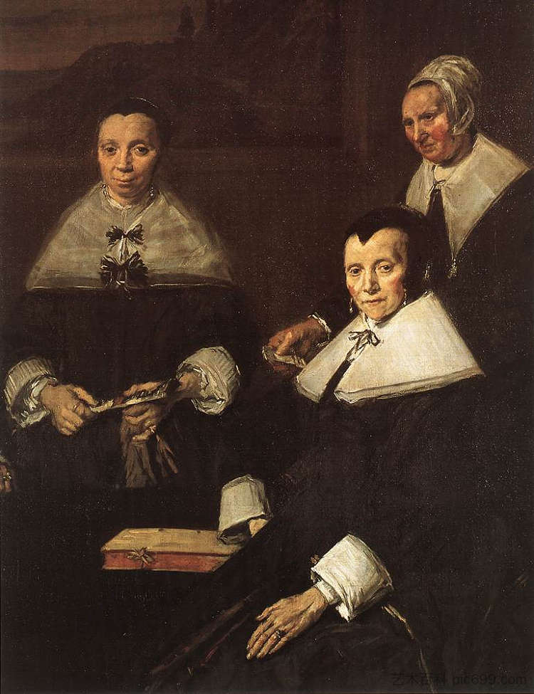 哈勒姆老人救济院的摄政王（局部） The Regentesses of the Old Men's Almhouse, Haarlem (detail) (1664)，弗朗斯·哈尔斯