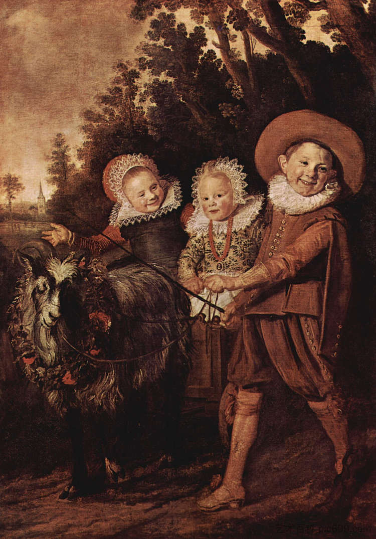 三个孩子和一辆山羊车 Three Children with a Goat Cart，弗朗斯·哈尔斯