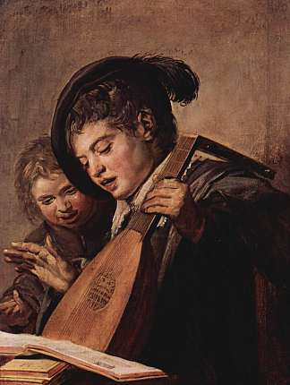两个男孩唱歌 Two Boys Singing (c.1625)，弗朗斯·哈尔斯