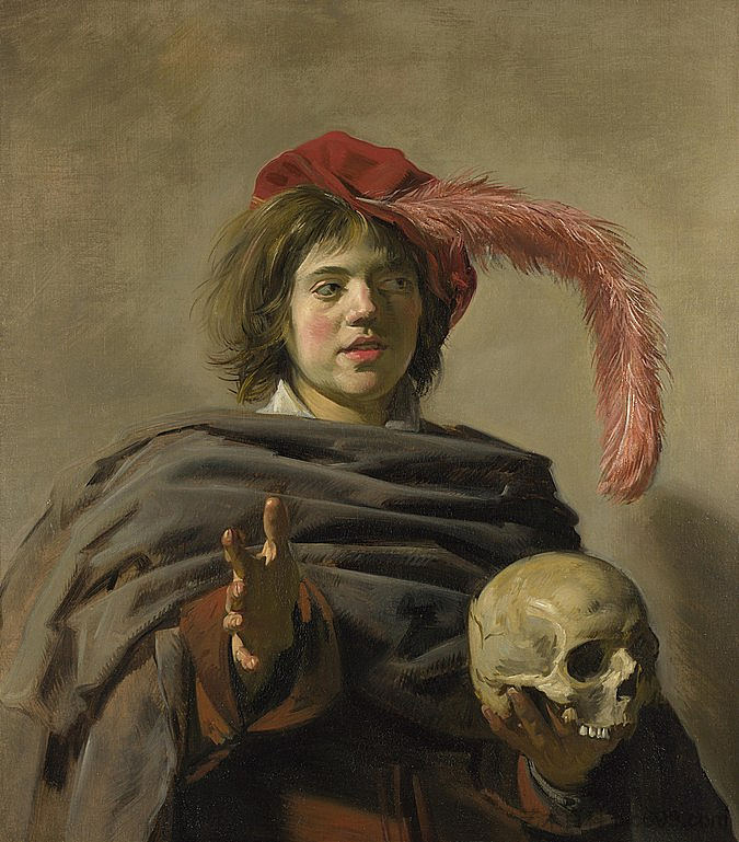 带骷髅头的年轻人（瓦尼塔斯） Young Man with a Skull (Vanitas) (1626 - 1628)，弗朗斯·哈尔斯