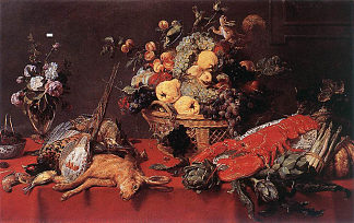 静物与一篮水果 Still Life With A Basket Of Fruit (1635)，弗朗斯·斯奈德斯