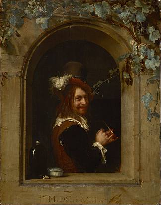 窗边拿着烟斗的男人 Man with Pipe at the Window (1658)，弗兰斯·范·米里斯