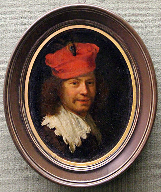 戴着红色贝雷帽的自画像 Self-portrait in a Red Beret (1670)，弗兰斯·范·米里斯