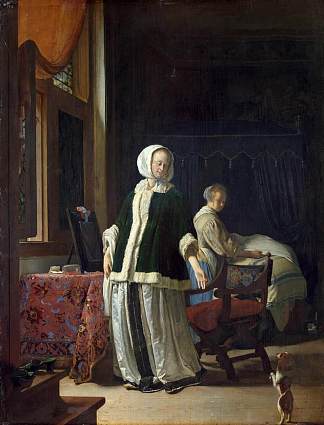 厕所里的女士 Lady at Her Toilet (1660)，弗兰斯·范·米里斯