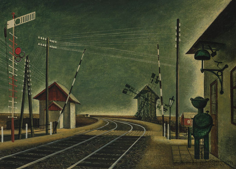 带风车的火车站 Railway Station With Windmill (1941),弗兰蒂塞克·胡德切克