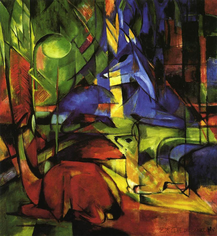 森林中的鹿 II Deer in the Forest II (1914),弗朗茨·马克