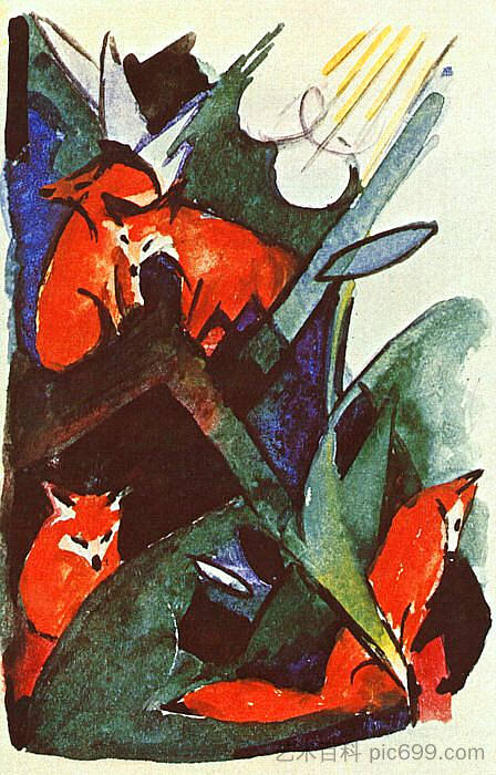 四只狐狸 Four foxes (1913)，弗朗茨·马克