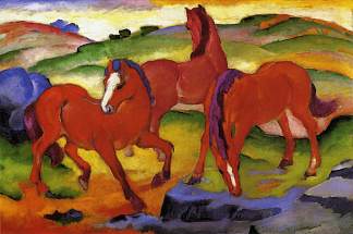 放牧马IV（红马） Grazing Horses IV (The Red Horses) (1911)，弗朗茨·马克