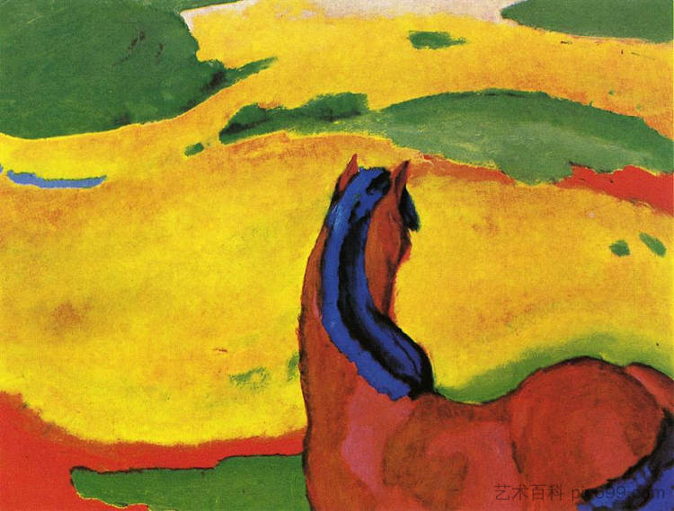 风景中的马 Horse in a landscape (1910),弗朗茨·马克